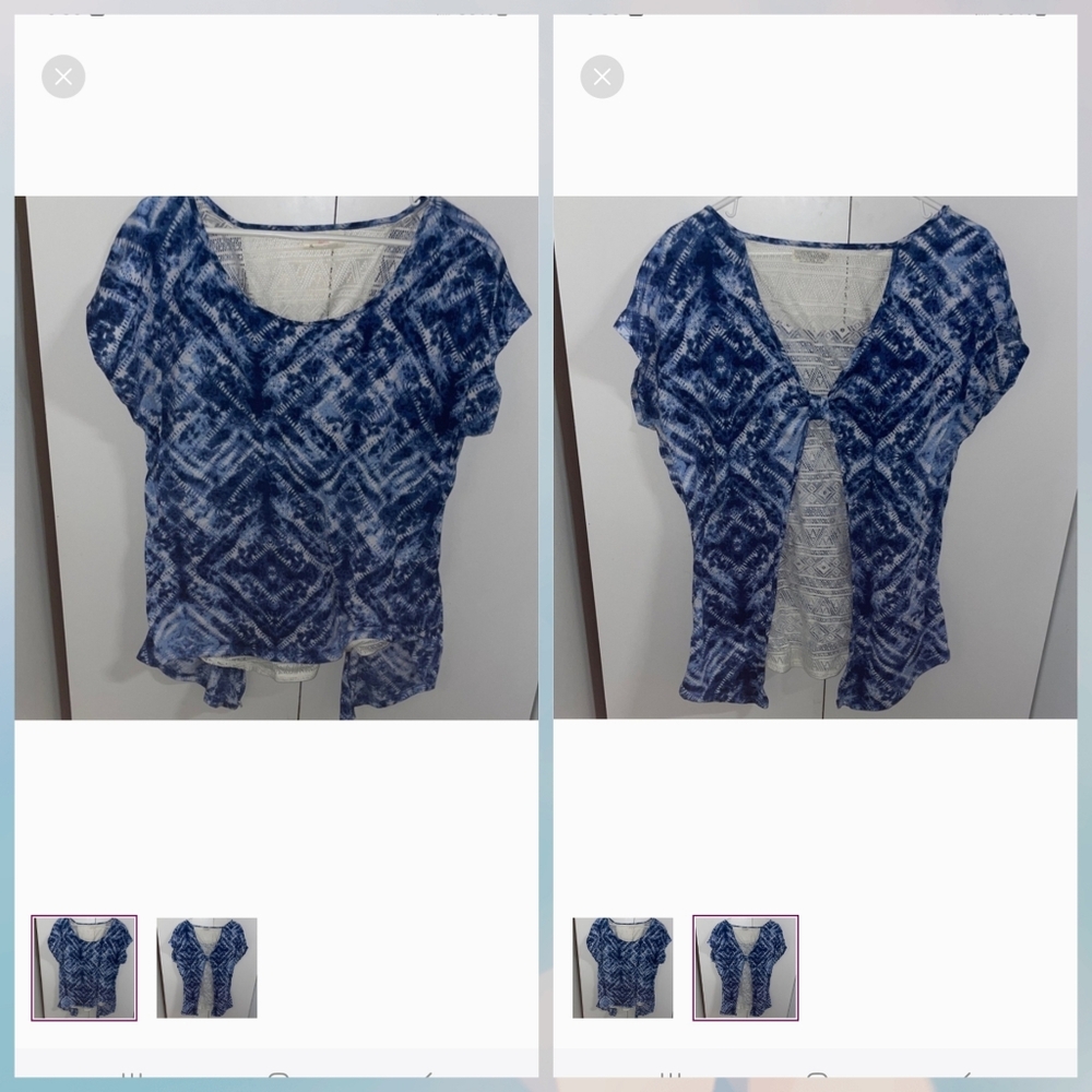 Blue Patterned Women's Top
